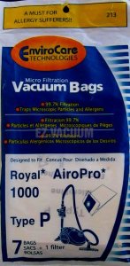 Royal AiroPro 1000 Type P Envirocare Vacuum Bags - Generic - 35 bags and 5 Filter