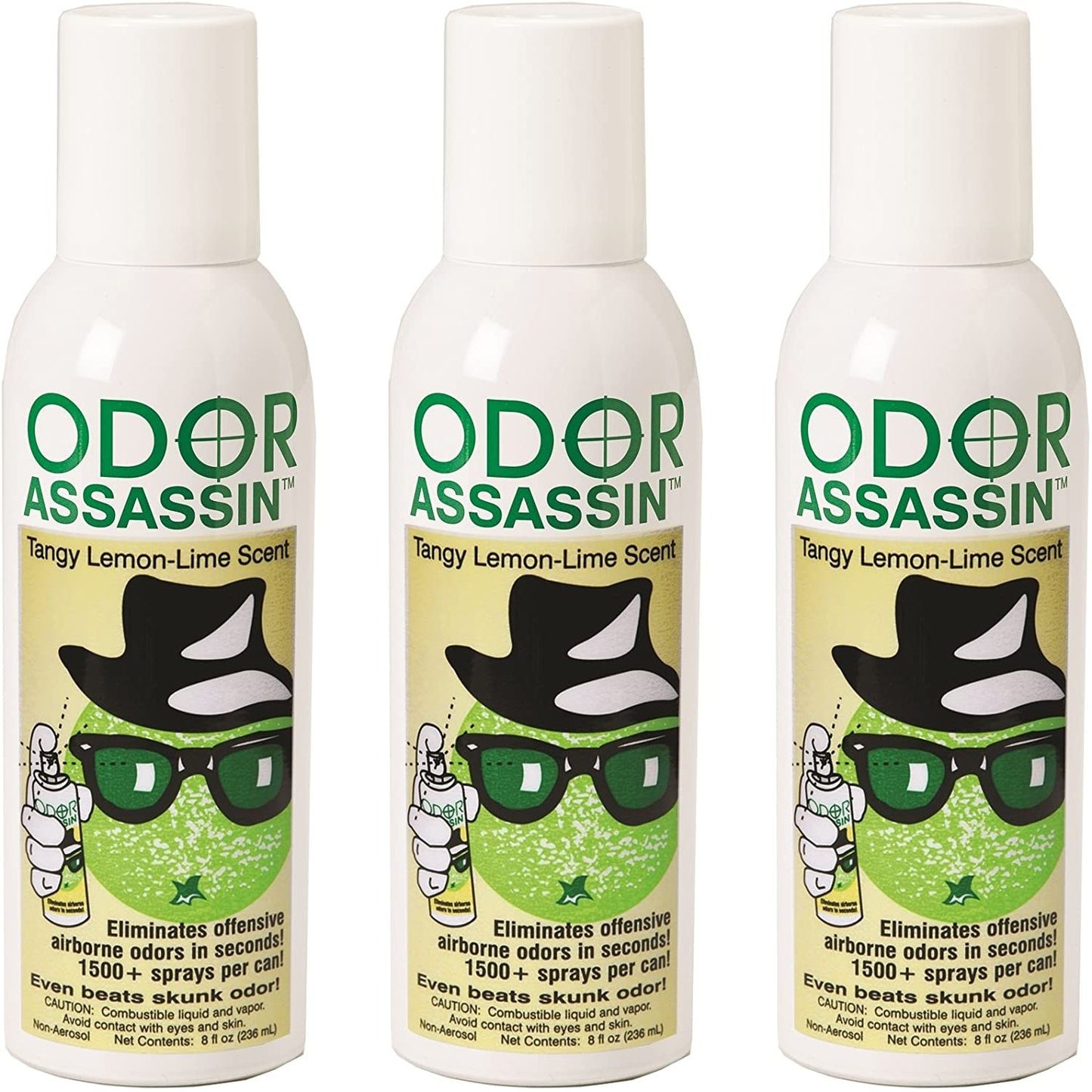 Odor Assassin Odor Control Spray, LEMON & LIME scent, Pack of 3