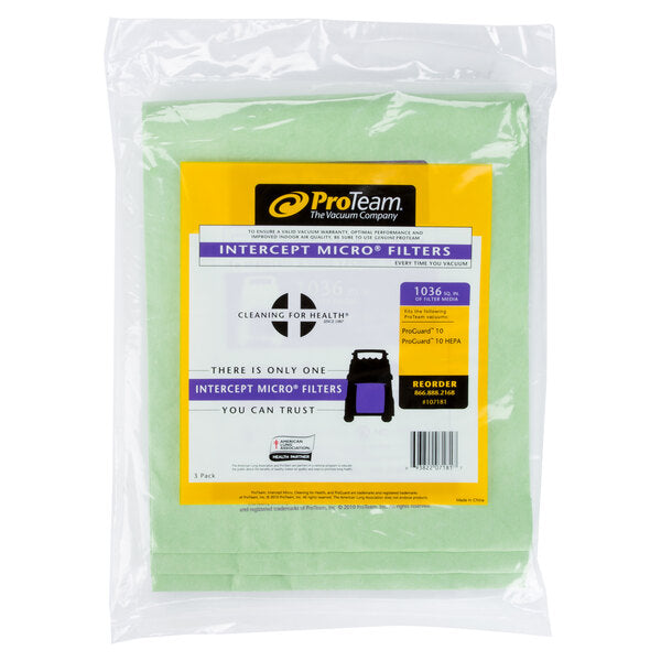ProTeam 107181 Intercept Vacuum Bag for 10 Gallon ProGuard Wet / Dry Vacuums - 3/Pack