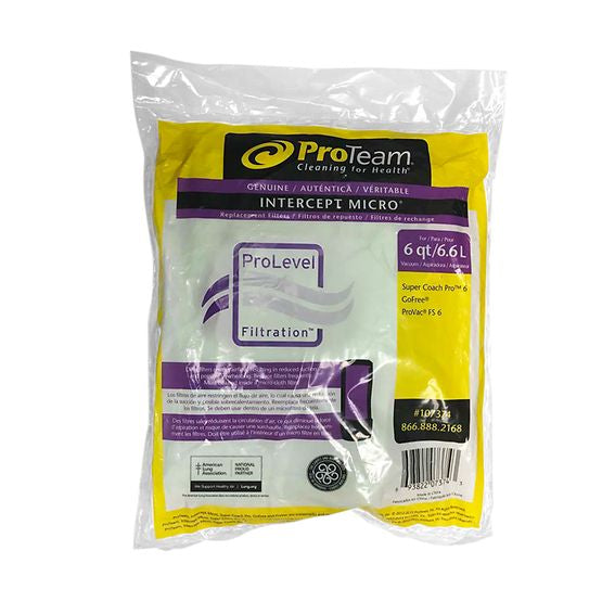 ProTeam Intercept Micro Filter Bag, Closed Collar, Fits Triangular 6 qt. (10 pk.) - #107374