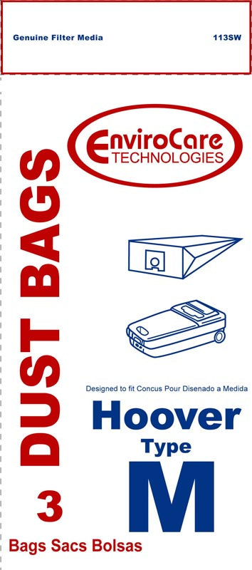 Hoover M Vacuum Cleaner Bags 4010037M for Dimension Canister - 3 Bags in a Pack - Generic