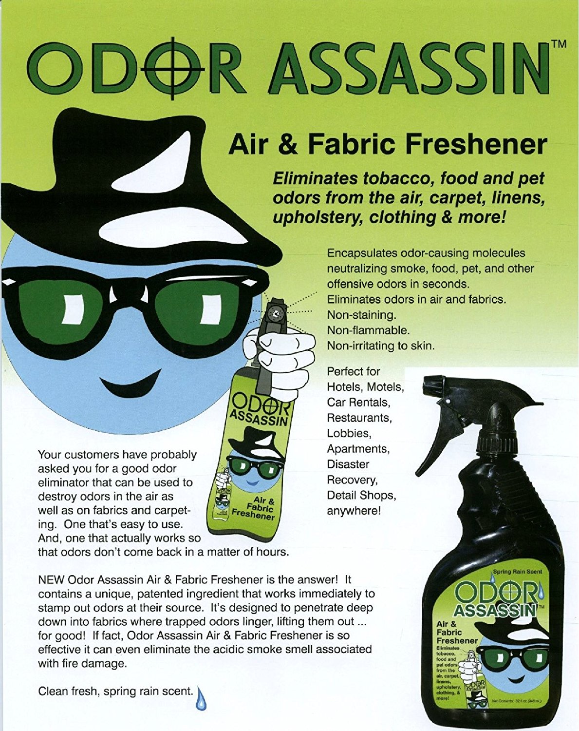 Odor Assassin Air & Fabric Odor Eliminator Spring Rain Scent