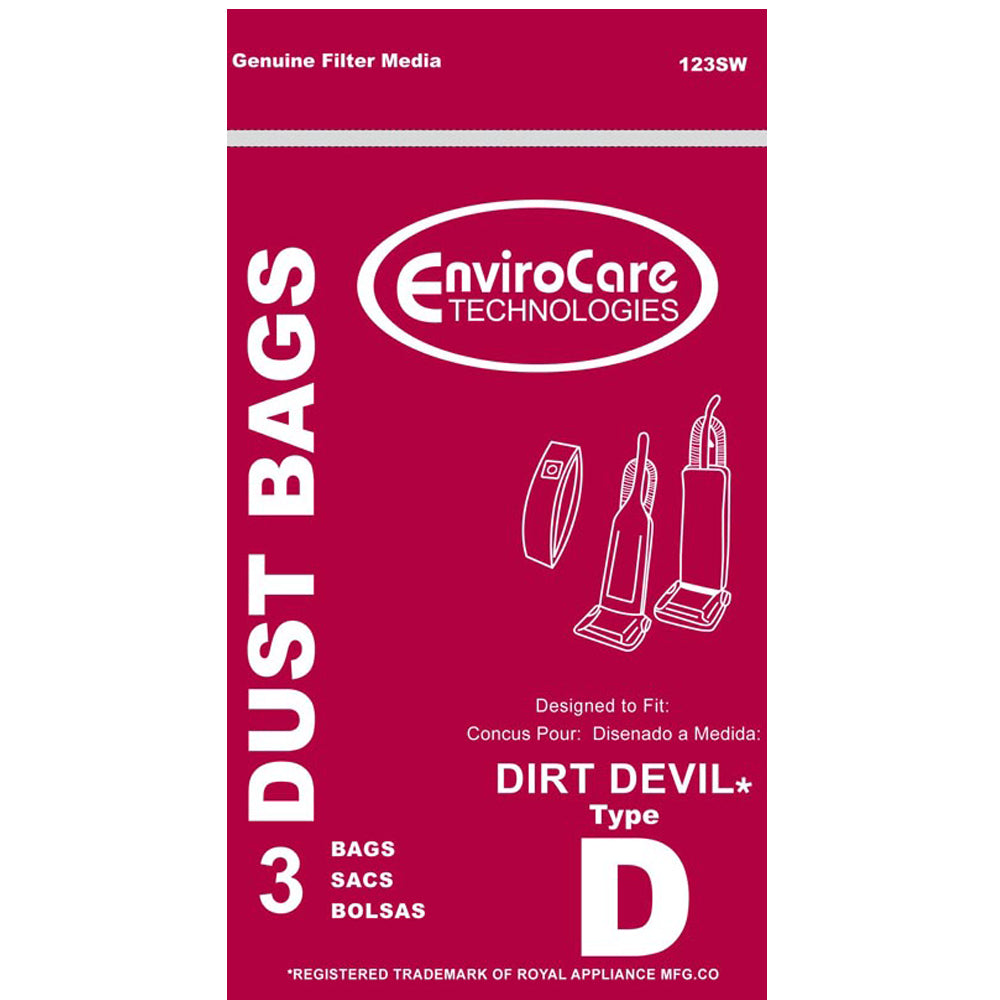 Dirt Devil Type D Vacuum Bags 3-670148-001 - Generic - 3 pack