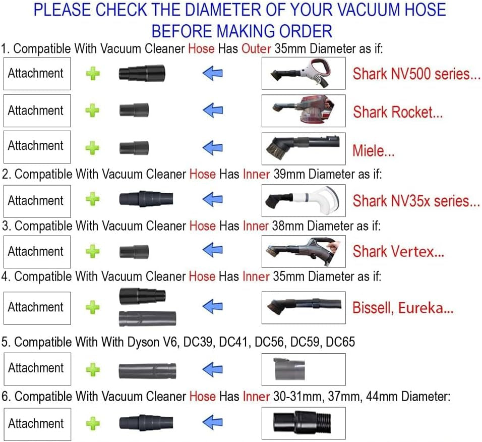 1 1/4 inch Vacuum Attachments 1-1/4 inch 1-3/8 inch Vacuum Cleaner Accessories for 32mm and 35mm Standard Hose