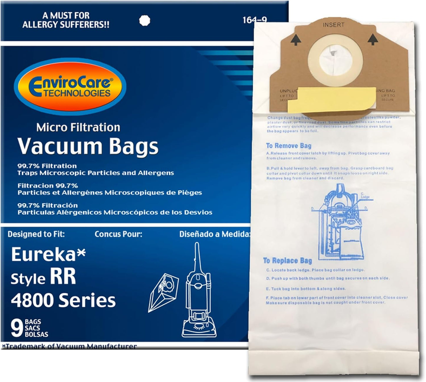 EnviroCare Replacement Vacuum Bags for Eureka RR, 61115 Boss Smart Vac 4800. 9 Pack