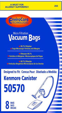 Kenmore 50570 Micro Filter Bags- 8 Pack. Replaces 28075