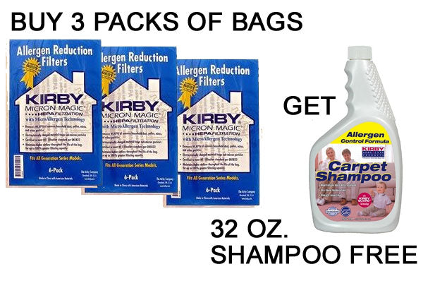 18 Kirby 204803 Generation 3, 4, 5, 6, 7 Sentria Bags + Free Shampoo