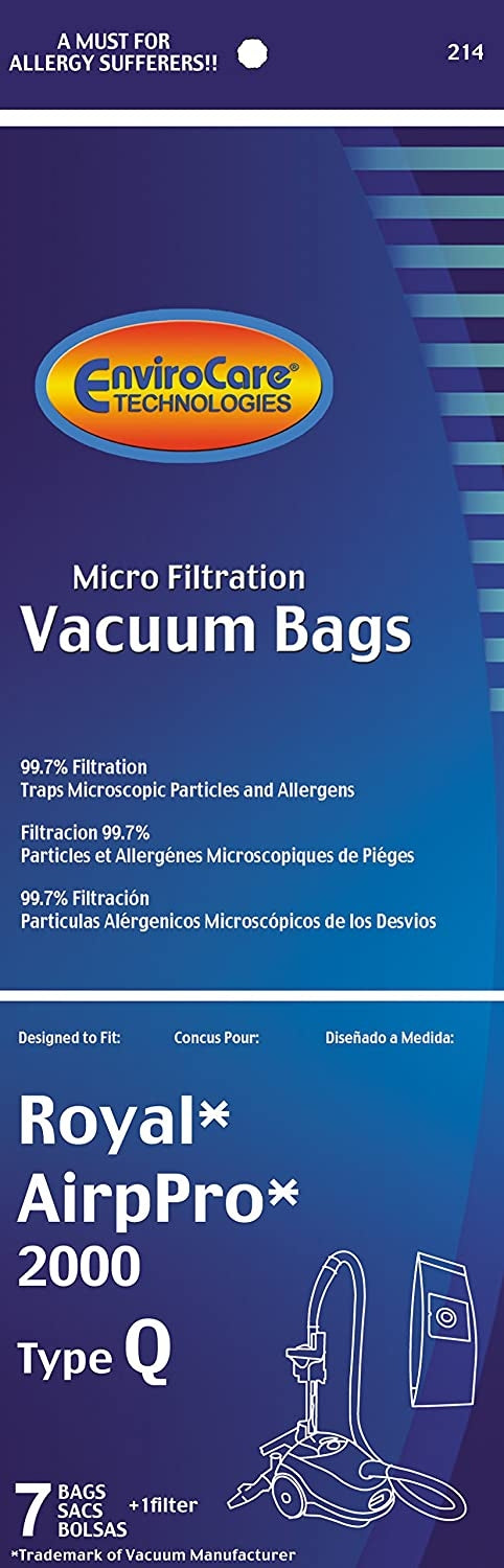 PAPER BAGS-ROYAL,Q,7+1PK,MICRO,ENV,CANISTER,REPL RY2000