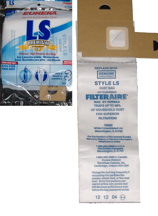 Sanitaire Style LS FilterAire Vacuum Bags 61820 - Genuine - 3 Pack