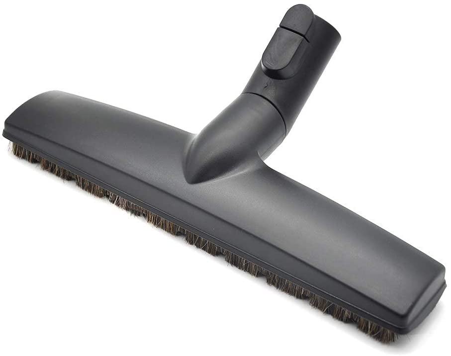 FLOOR BRUSH W/BUTTON LOCK-MIELE,12'',W/HORSE HAIR BLACK,W/WHEEL,AND PARKING LUG