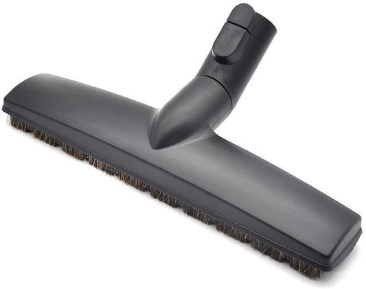 FLOOR BRUSH W/BUTTON LOCK-MIELE,12'',W/HORSE HAIR BLACK,W/WHEEL,AND PARKING LUG