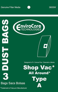 Generic Shop Vac Type A Disposable Collection Filter Bags 906-67- 3 pack