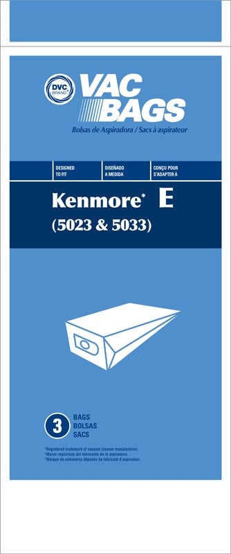 Kenmore 5023/5033 vacuum cleaner bags- 3 Pack - Type E