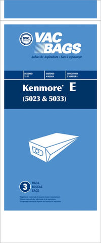 Kenmore 5023/5033 vacuum cleaner bags- 3 Pack - Type E