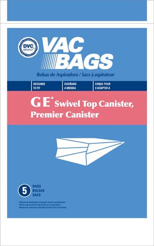 GE  C Series 405329 Vacuum Bags for Premier  Whirlwind Swivel Top Canister - 5 Pack