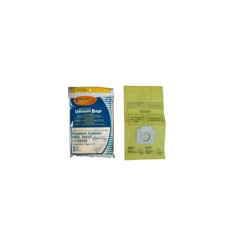 Kenmore 5055&50558 Single Wall Vacuum Bags,Panasonic Style C-5 Bags 3/pk