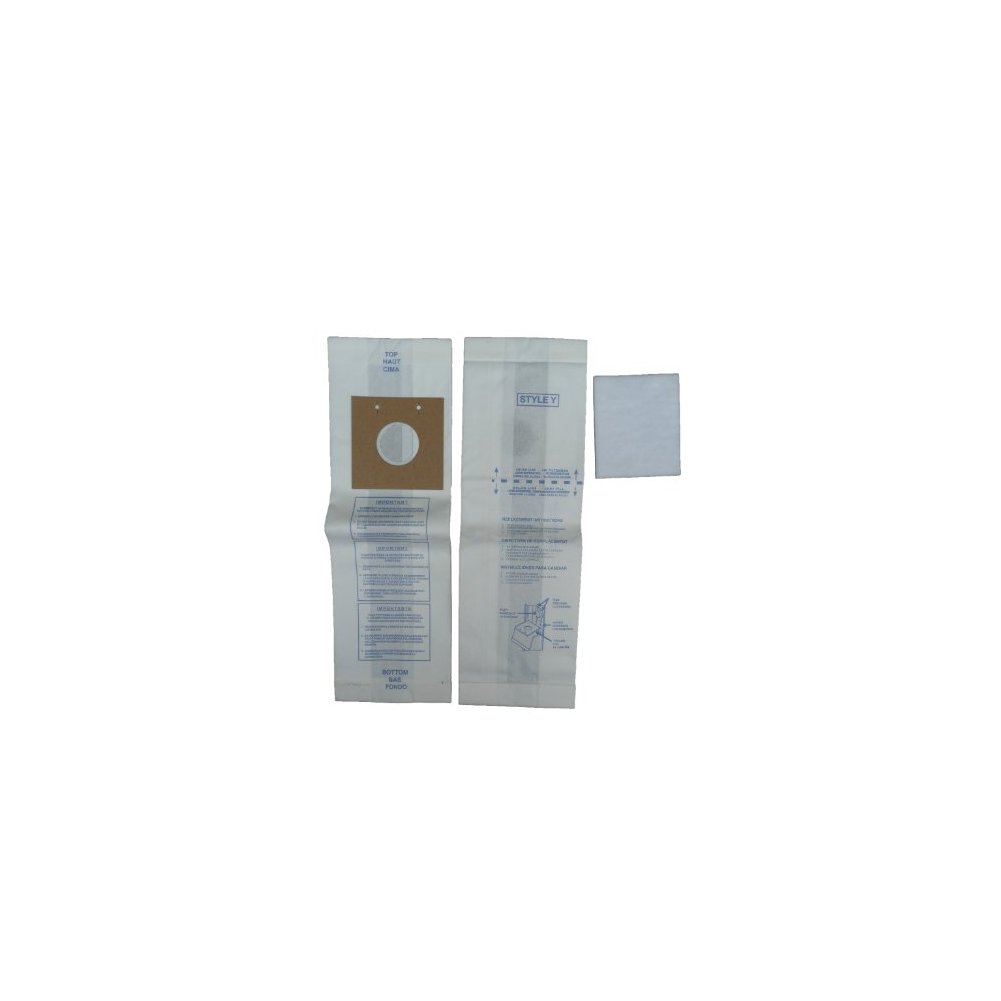 3 Eureka Electrolux Allergy Type Y Vacuum Bags + 1 Filter, Boss, Commercial Upright, Excalibur Vacuum Cleaners, 581