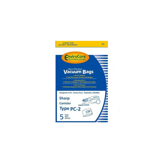 Sharp Canister PC-2 Vacuum Bags by EnviroCare 5 pk.