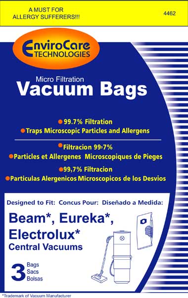 Eureka, Beam and Electrolux Central Vacuum Bags - 3/pk