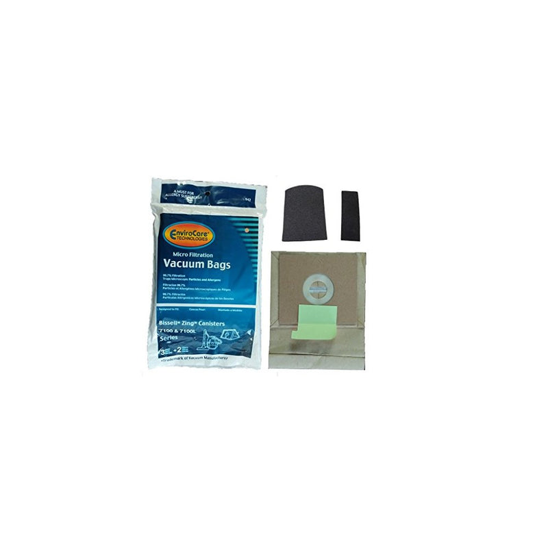 3 (1 pkg) Bissell Zing Vacuum Bags + Filters Maintenance Kit 3210, Inlet filter 203-7052, 1 Final filter-203-7054