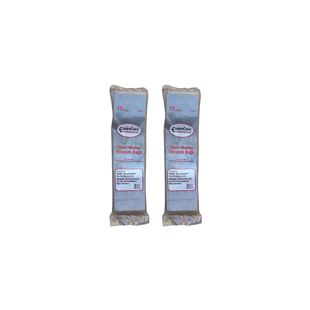 20 Bags (2 Pkgs) Nilfisk Advance Spectrum, Clarke, CarpetMaster Vacuum Cleaner Allergy Bags + 4 Pre motor Filters +
