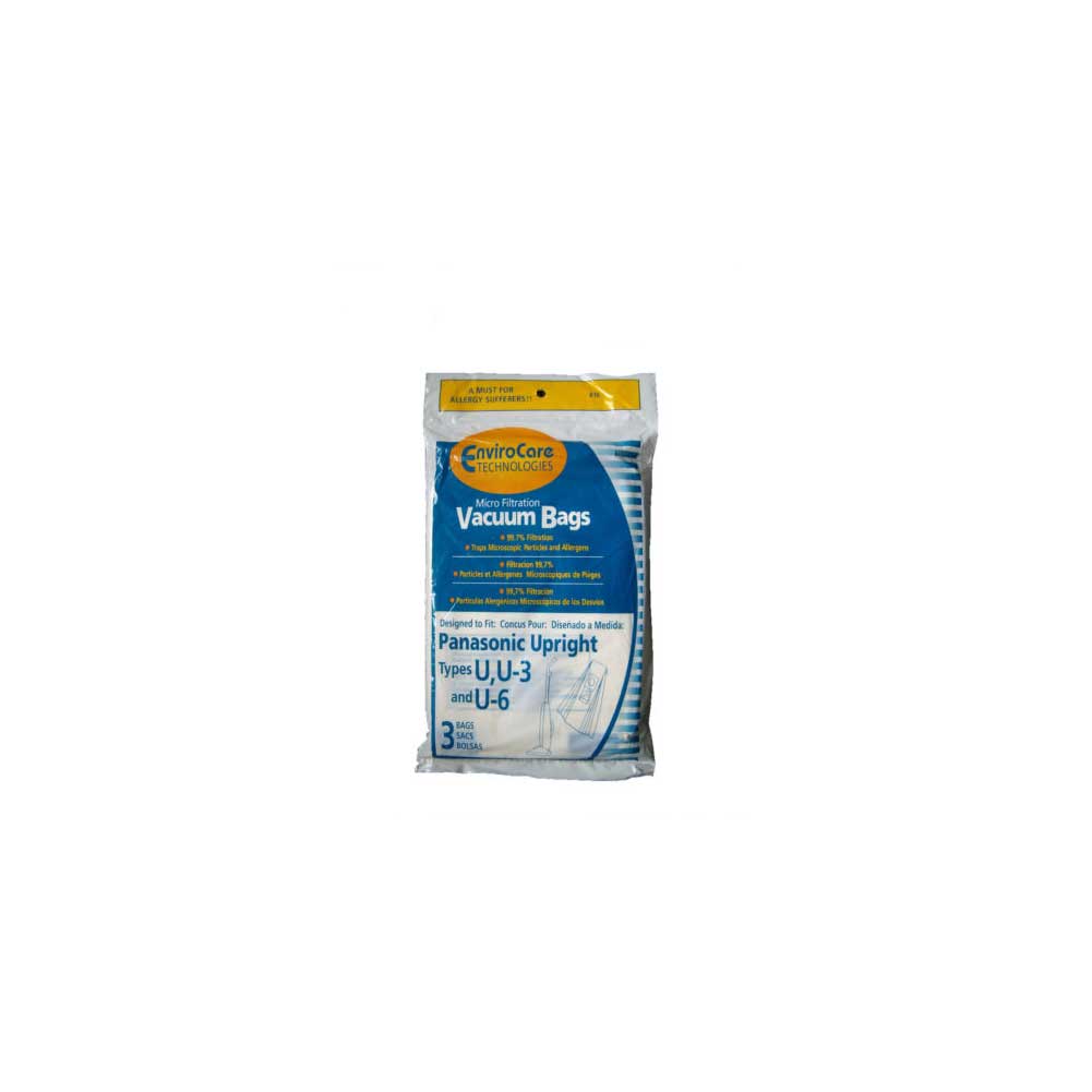 Panasonic Types U, U-3, U-6 Vacuum Bags Microfiltration with Closure - 3 Pack