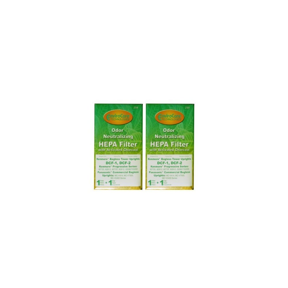 (2) Kenmore Bagless Pleated Tower HEPA Filters & 2 caps, Upright bagless, Sears 300 Series, Part 20-82912