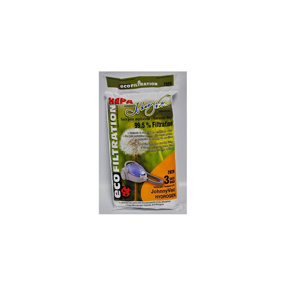Johnny Vac Hydrogen / H2 / Fusion HEPA Paper Bags 3/Pk