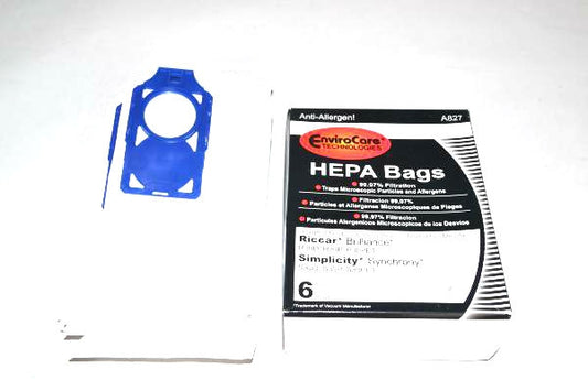 PAPER BAGS,6PK-RICCAR BRILLANCE R30,SIMPLICITY S30 W/ BLUE DOCKING SYSTEM