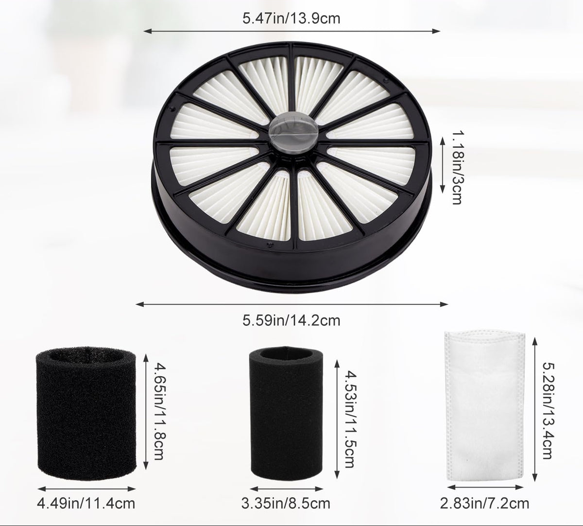 Replacement Filters for Bissell 2087 Series Hair Eraser Lift-Off Upright Vacuum 20871 2087 20872 20874 20878 2087R 2087Q Compare to Part 1612637 & 1612631 (1+1 Set)