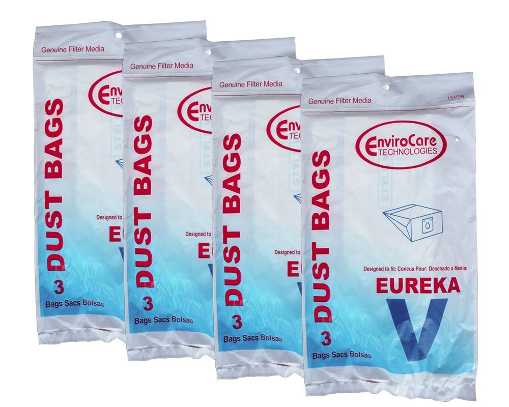 12 Eureka Style V Vacuum Bags, Power Team, Powerline, Canisters, World Vac, Home Cleaning System Vacuum Cleaners, 3