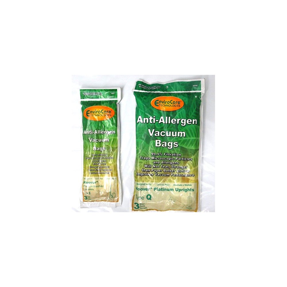 3 Hoover Type Q HEPA Cloth Like Style UH10000 + 3 Hoover Stype I HEPA Like Cloth Anti Allergen Platinum UH30010COM Vacuum Bag Bundle