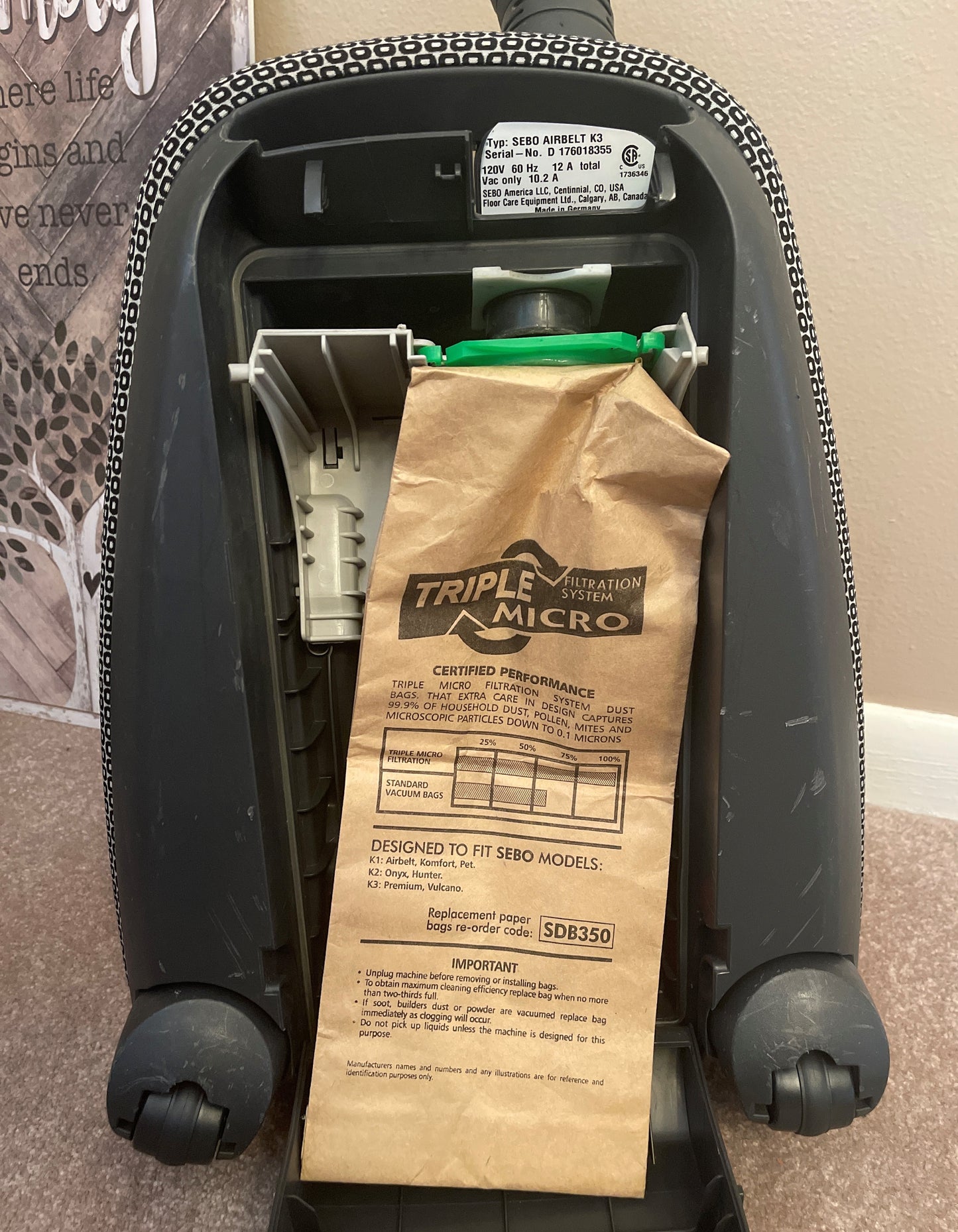 Replacement 6629AM Paper Bags