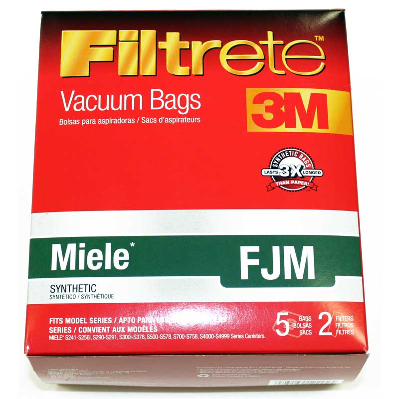 Miele Type F, J M Premium Synthetic Cloth Vacuum Cleaner Dustbags 5 Replacement Bags 2 Filters