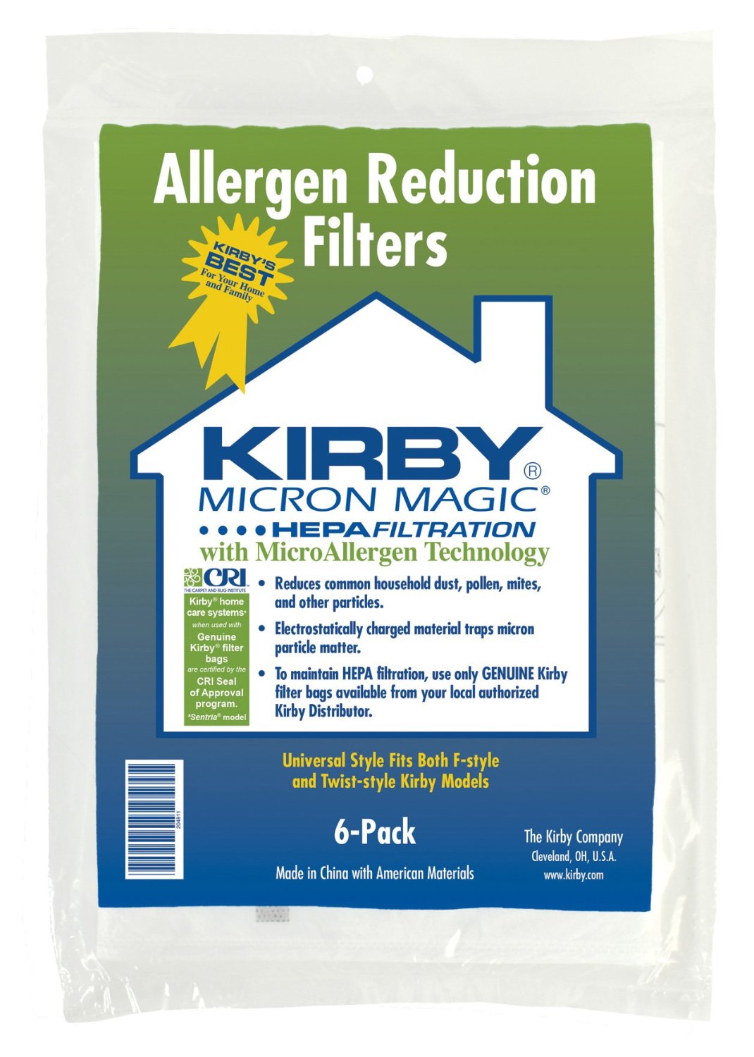 Kirby, Micron Magic Anti Allergen Reduction Filtration with MicroAllergen Technology Vacuum Bags Pack of 6