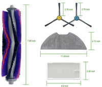 Replacement Parts Compatible With Eureka E10s Robot Vacuum Cleaner, Include: 1 Roller Brush + 2 HEPA Filter + 4 Edge-Sweeping Brush + 2 Mop Pad