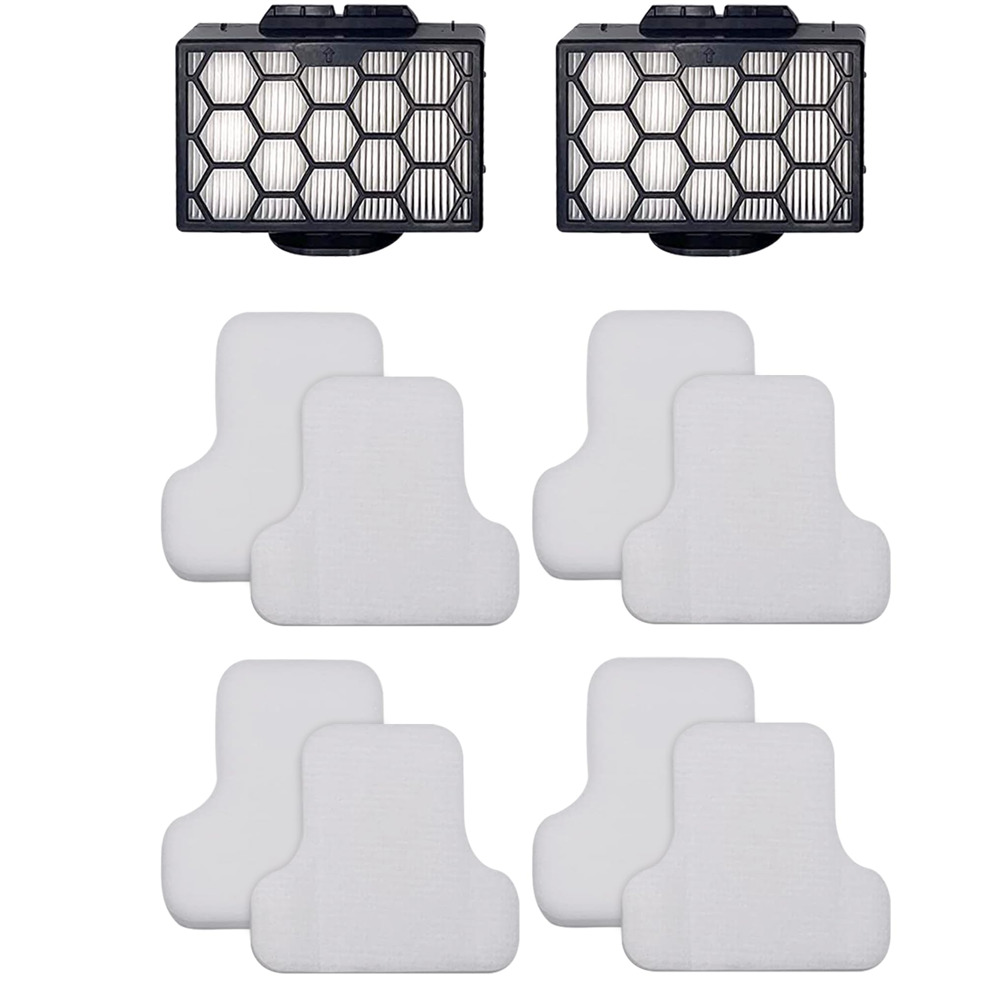 Fette Filter Replacement Set For Shark Canister Vacuums - 2 HEPA & 4 Foam/Felt Kits