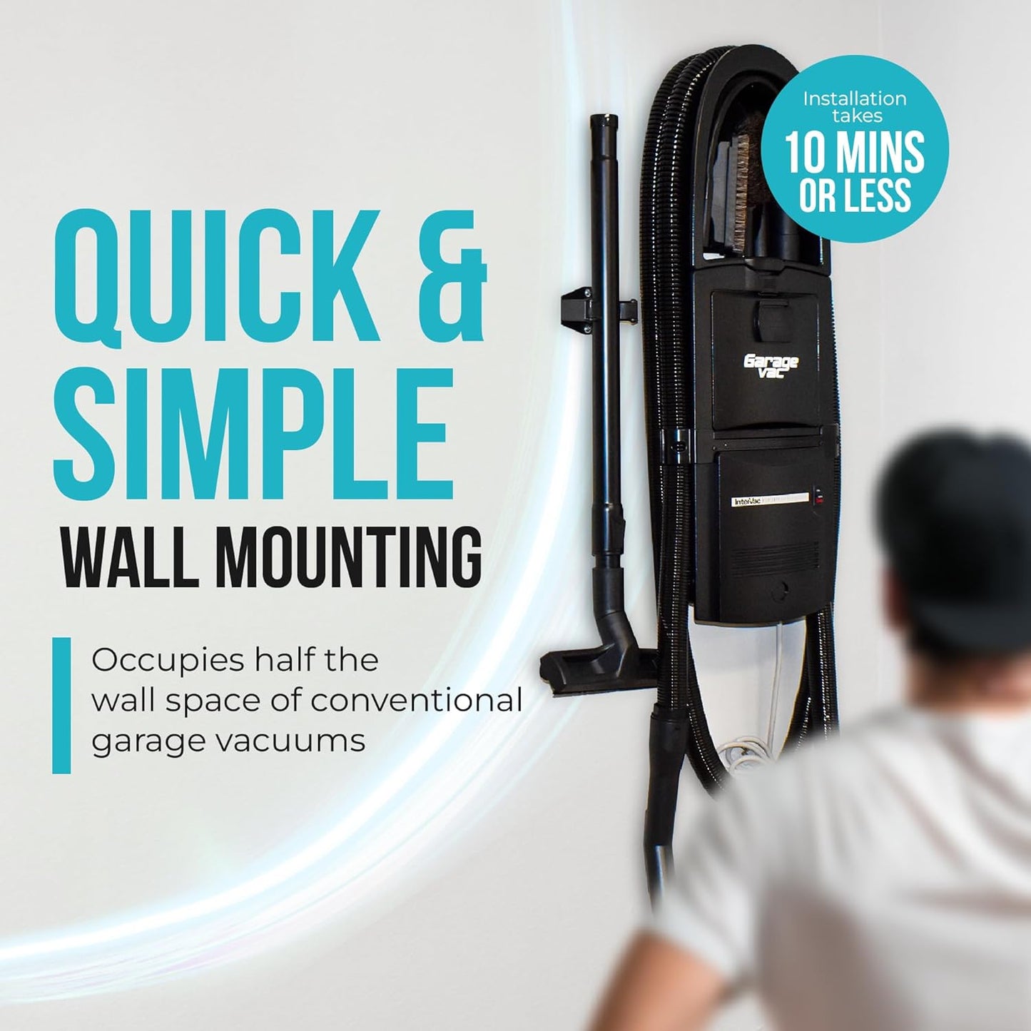 GarageVac GH120-E Black Wall Mounted Garage Vacuum with Accessory by Intervac