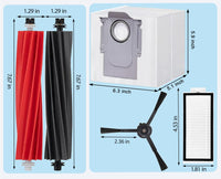 Replacement Accessories Kit Compatible with Roborock Q5 Pro Q5 Pro+(Plus) Q5 Max+(Plus) Q5 DuoRoller+(Plus) Q8 Max Q8 Max+(Plus) Robot Vacuum Cleaner, Include 1 Dual Roller Brush 4 Side Brush 4 Filter