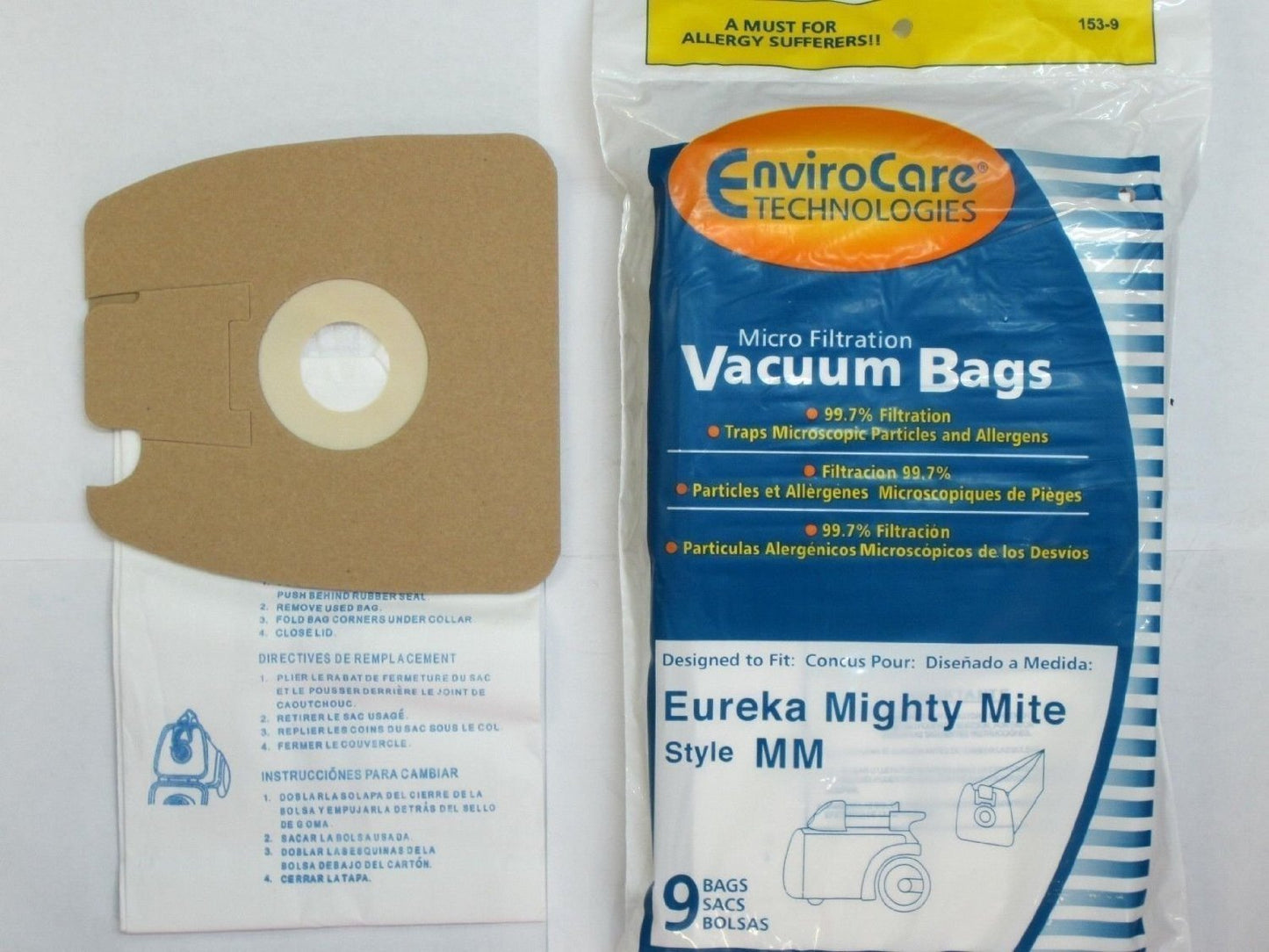 Eureka Part#60295C - Style MM Vacuum Bag Replacement for Eureka Mighty Mite 3670 and 3680 Series Canisters by EnviroCare, 9/pk