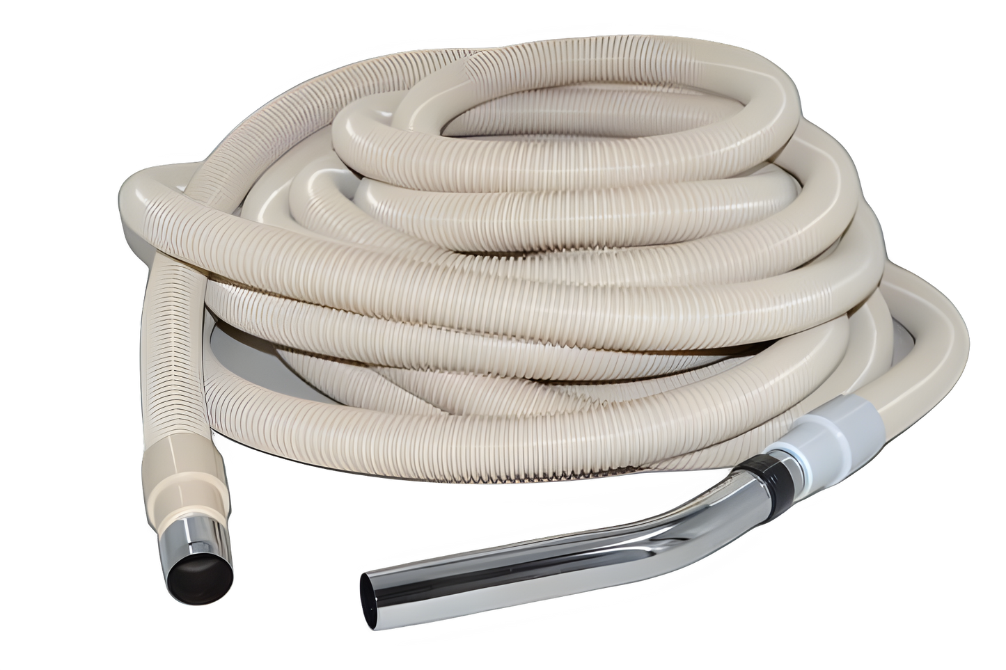 Fit All, Central Vac Hose Assy Central Vac, 50ft, Metal End, C.p.,white Vacuum #06-1101-93