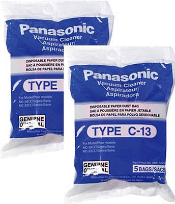 10 Panasonic Canister Vacuum Cleaner Type C-13 Bags Genuine Part # AMC-S5EP