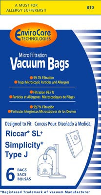 Simplicity Type J Bags for Champ Canister Vacuum - 6 pack Replaces S2-6