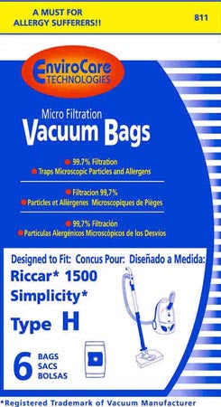 Simplicity Mid-size Canister Paper Bags for S18, S20, S24, S13L, S14CL - 6/pk - Type H