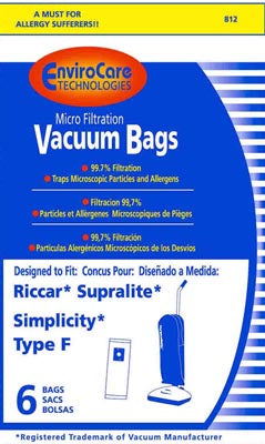Simplicity Type F Bags for Freedom Uprights - 6 pack. Replaces SF-6