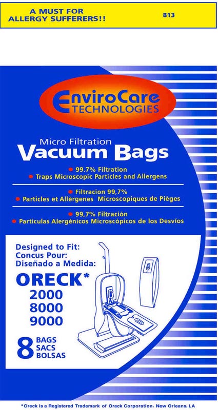 8 Oreck XL Vacuum Cleaner Bags