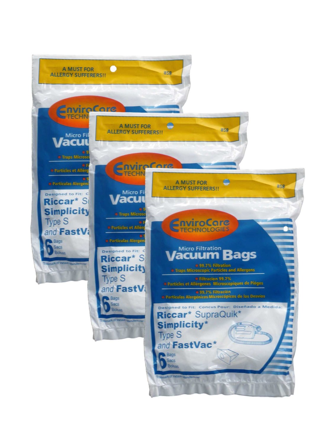 18 Allergen Bags for Riccar, Simplicity Type S, Eureka W, Fast Vac, GE, Compact Canister Hand Held Vacuum Cleaner #