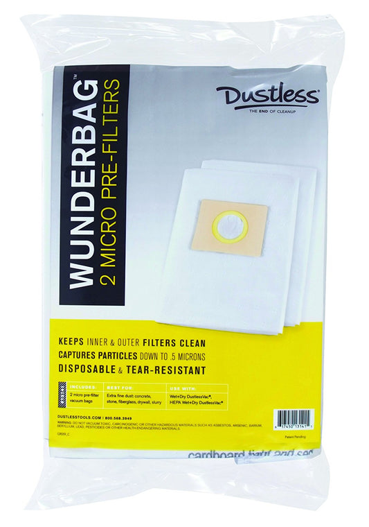 Wunderbag Universal High Capacity Pre-Filters for Wet Dry Vacuums #13144 by Dustless, 12-18 Gal WunderBag 13141, 2 Pack