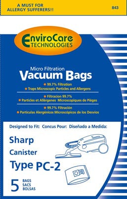 Sharp PC-2 Canister Vacuum Bags. Also replaces EC-PC4 - Generic - 5 pack