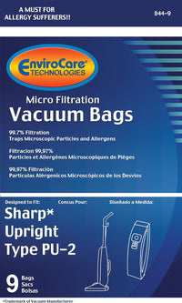 Envirocare Replacement Micro Filtration Vacuum Cleaner Dust Bags Made to fit Sharp Upright Type PU-2 9 Pack